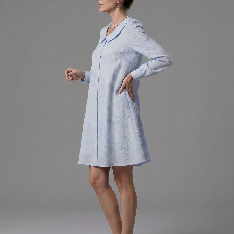 Eloney | Button Front Collar Knee Length Dress