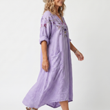 Maebeth | Floral Embroidered Oversized Pocket Midi Dress