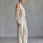 Dahlette | Open Shoulder Knit Top And Wide Leg Pants Set