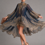 Noravia | High Neck Printed High Low Mini Dress