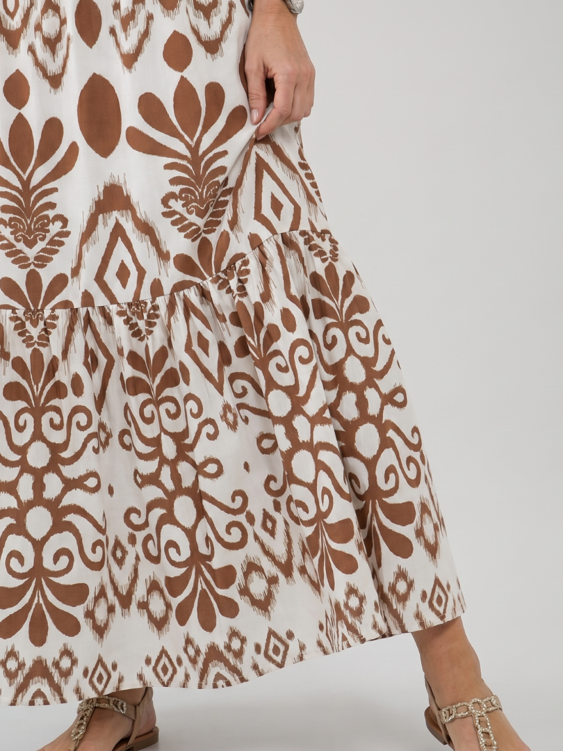 Hilalora | Short Flutter Sleeve Flared Skirt Midi Dress