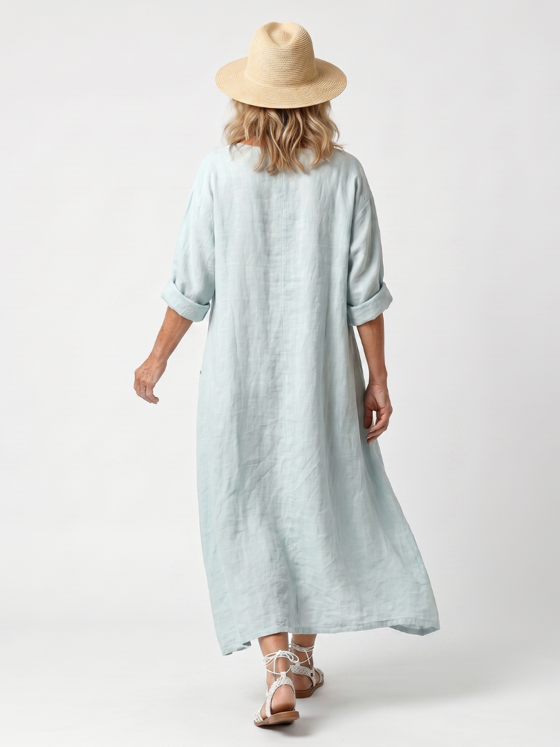 Sennaney | Ornate Panel Embroidered Oversized Pocket Midi Dress