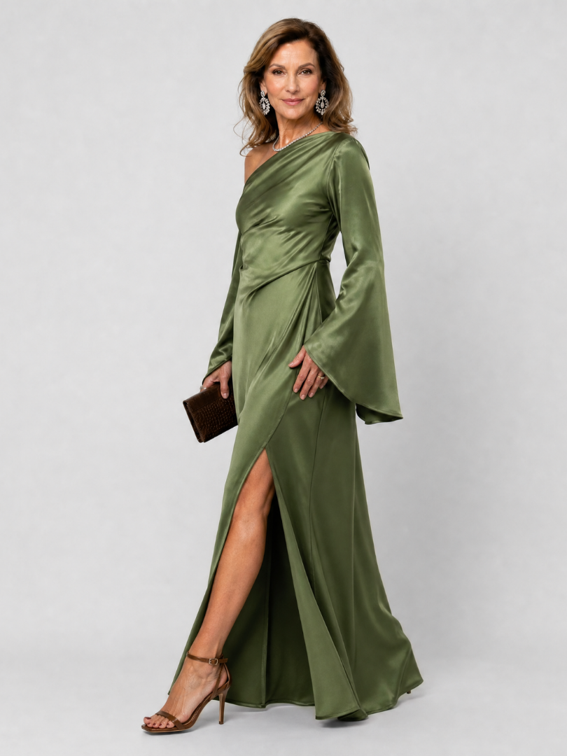 Corrina | One Shoulder Cape Sleeve Maxi Dress
