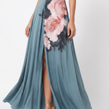 Wilthea | Halter Bodice Floral Skirt Maxi Dress