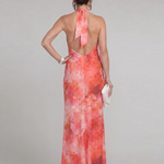 Odasette | Halter Neck Printed Pattern Maxi Dress