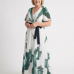Nevna | Flutter Sleeve Belted Maxi Dress