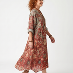 Lilawen | Mixed Pattern Relaxed Pocket Midi Dress