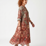 Lilawen | Mixed Pattern Relaxed Pocket Midi Dress