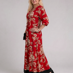 Velette | Vintage Floral V Neck Relaxed Midi Dress