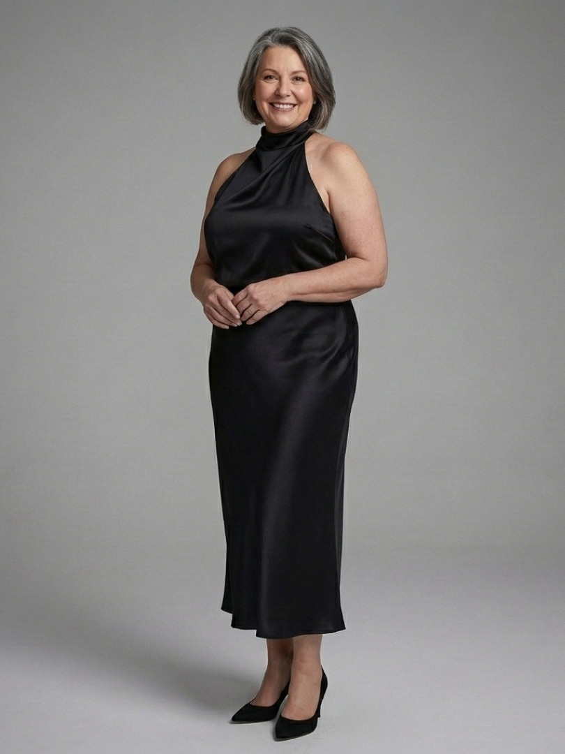 Veramarie | Halter Draped Midi Dress