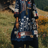 Fiodra | Embroidered Panel Long Sleeve Midi Dress