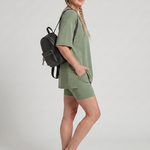Clasia | Short Sleeve Crew Neck Top And Biker Shorts Set