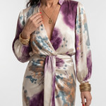 Miravia | Cross Wrap Tie Waist Printed Midi Dress