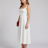 Kalwynne | Spaghetti Strap Ruched Bodice Midi Dress