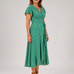 Vallette | Floral Wrap Ruffle Midi Dress