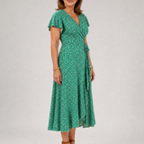 Vallette | Floral Wrap Ruffle Midi Dress