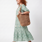 Marna | Pattern V Neck Tassel Midi Dress
