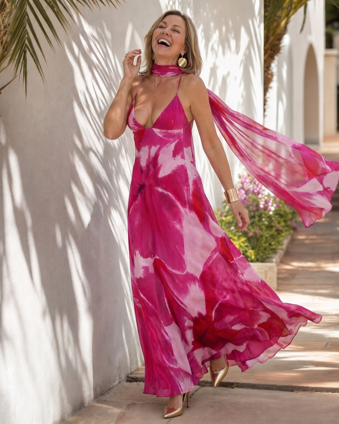 Corlyn | Watercolor Print Slip Maxi Dress