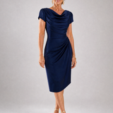 Elila | Draped Cap Sleeve Midi Dress