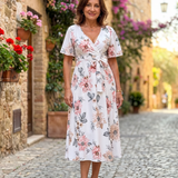 Talvia | Floral Wrap Tie Midi Dress