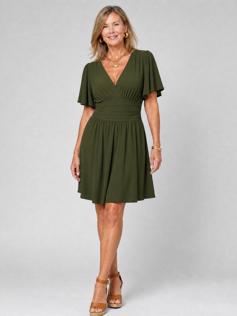 Corada | Flutter Sleeve V Neck Mini Dress