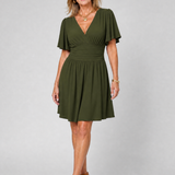 Corada | Flutter Sleeve V Neck Mini Dress