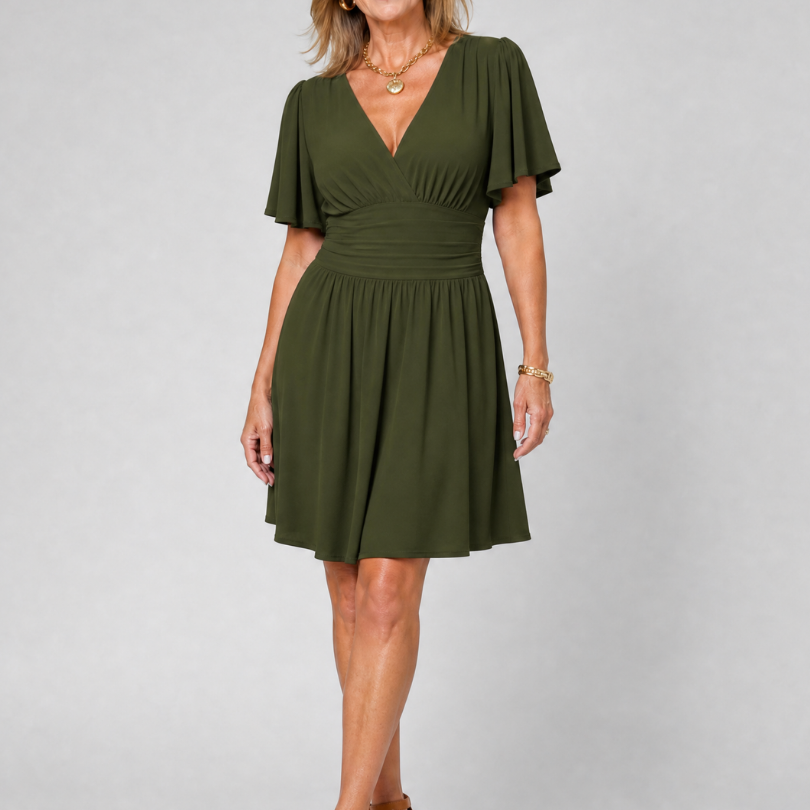 Corada | Flutter Sleeve V Neck Mini Dress