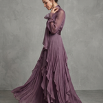 Sermae | Tie Neck Ruffle Tiered Maxi Dress