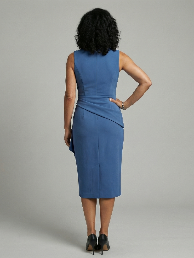 Esmenia | Asymmetric Drape Midi Dress