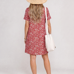 Taliawen | Short Sleeve Geometric Print Knee Length Dress