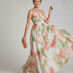 Linnla | Watercolor One Shoulder Flowing Maxi Dress