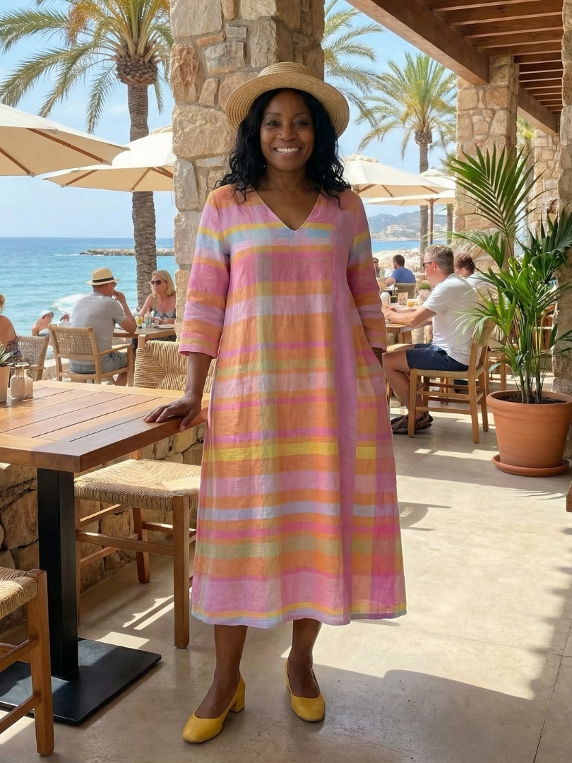 Perwynne | Easy Drape Stripe Midi Dress