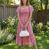 Norlora | Off Shoulder Floral Smocked Midi Dress