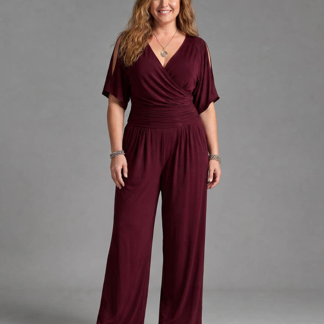 Noretta | Cold Shoulder Wrap Waist Relaxed Jumpsuit