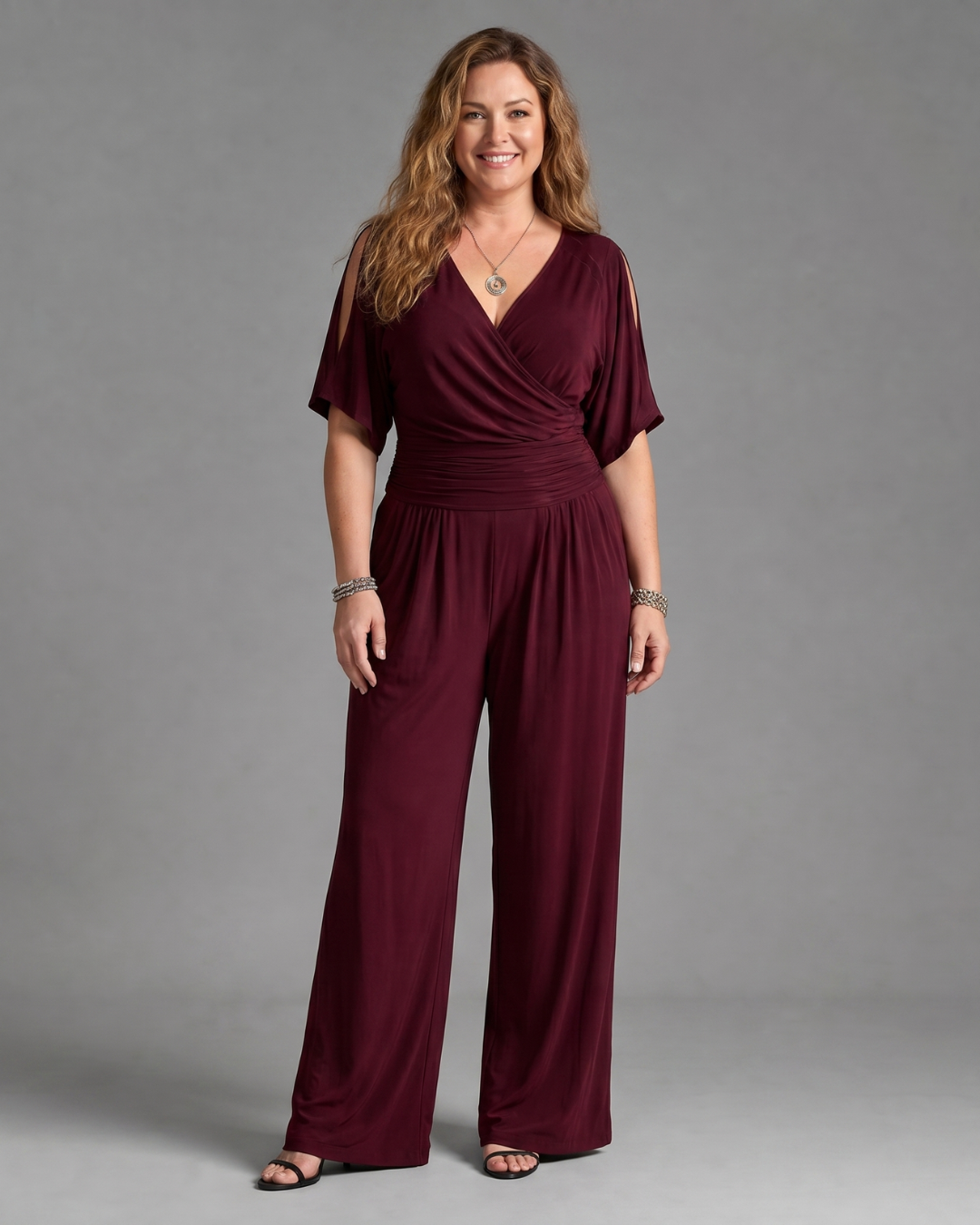 Noretta | Cold Shoulder Wrap Waist Relaxed Jumpsuit