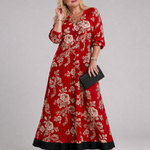 Velette | Vintage Floral V Neck Relaxed Midi Dress