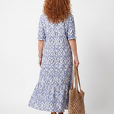 Delndra | Tassel Tie Neck Printed Midi Dress