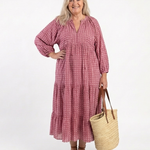 Celwyn | Geometric Print Long Sleeve Midi Dress