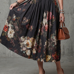 Serania | High Neck Keyhole Floral Pleated Midi Dress
