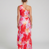 Sabette | One Shoulder Pleated Bodice Midi Dress