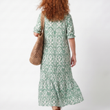 Marna | Pattern V Neck Tassel Midi Dress