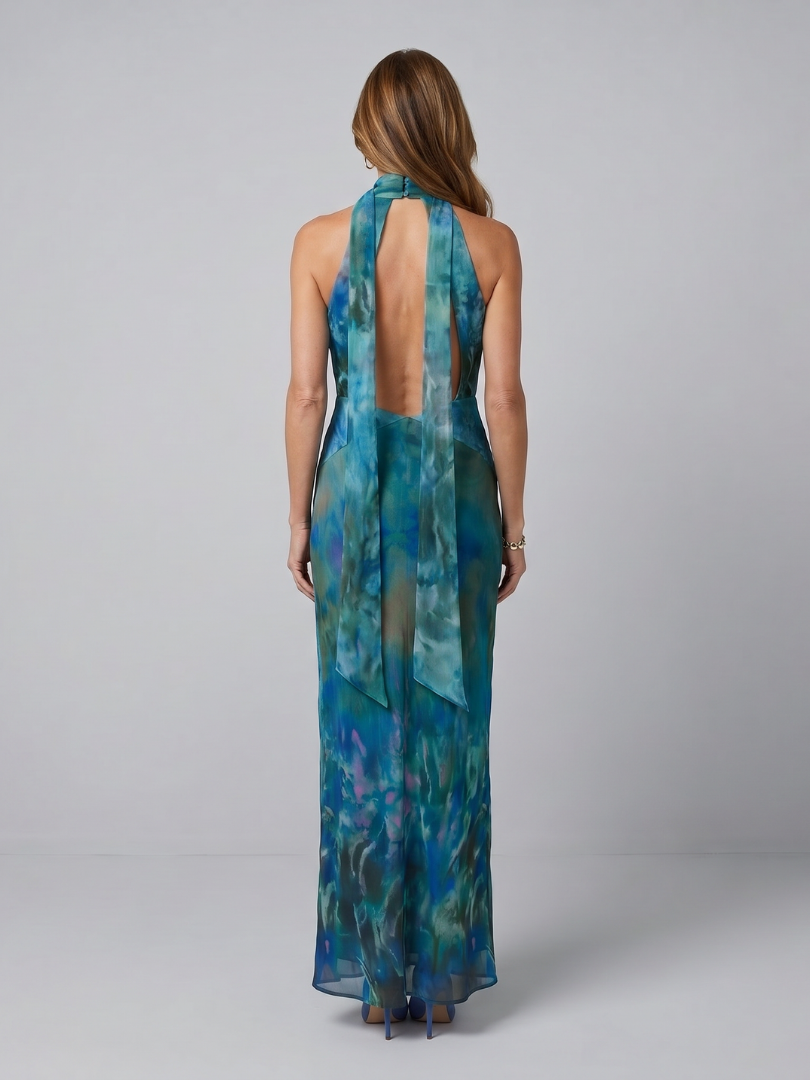 Marndra | Keyhole Halter Sleeveless Maxi Dress