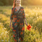 Theasette | Calm Drape Floral Midi Dress