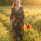 Theasette | Calm Drape Floral Midi Dress