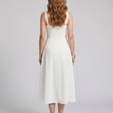 Kalwynne | Spaghetti Strap Ruched Bodice Midi Dress