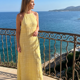 Vesette | Textured Fringe Fitted Silhouette Maxi Dress