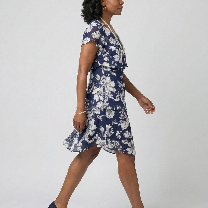 Camlia | Subtle Floral Knee Length Dress