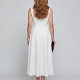 Dalbelle | Sleeveless Square Neck Flared Skirt Midi Dress