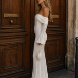 Dalda | Off Shoulder Fitted Silhouette Maxi Dress