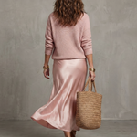 Lunwyn | Bias Fall Satin Skirt Knit Layer Set
